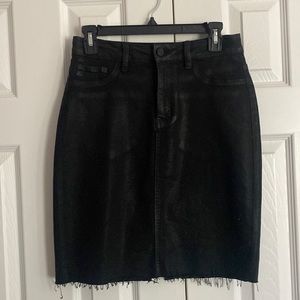 Coated shimmer denim skirt